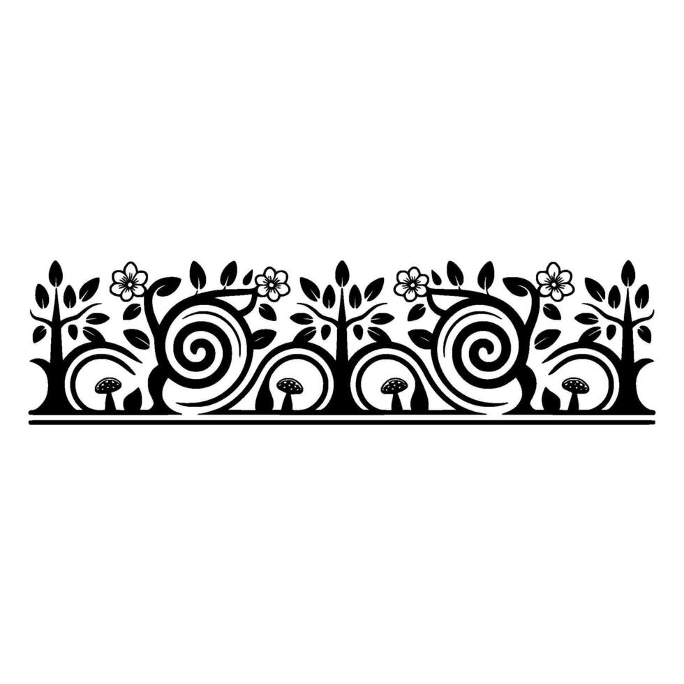 Elegant Botanical Border, Vintage Style - Illustration - Floral vector
