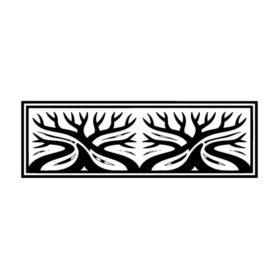Geometric Deer Silhouette Border, Minimalist vector