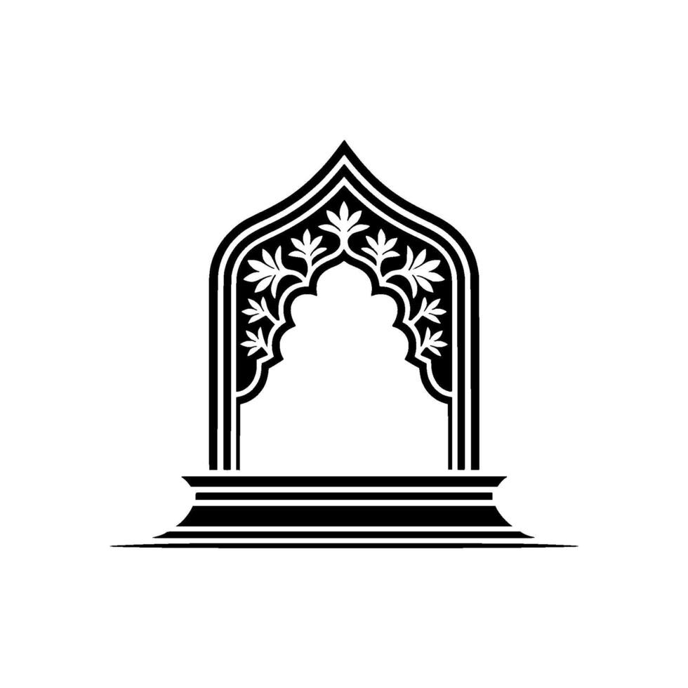 Intricate Archway Silhouette, Islamic, Minimalist Emblem vector
