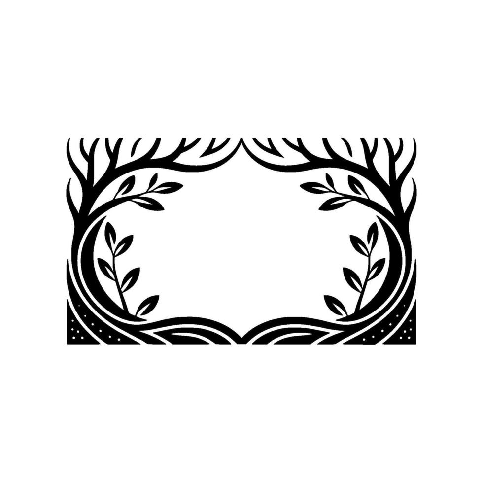 Elegant Branch Frame, Botanical Border, Minimalist vector
