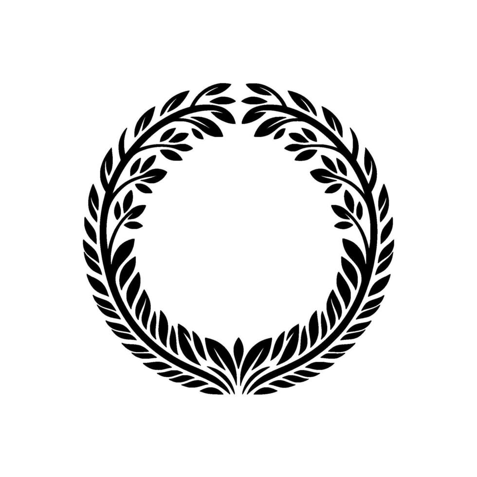 Elegant Black Laurel Wreath, Minimalist - Floral - Botanical vector