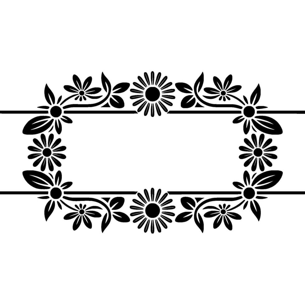 Elegant Floral Border Frame, Vintage Style - Decorative - Botanical vector
