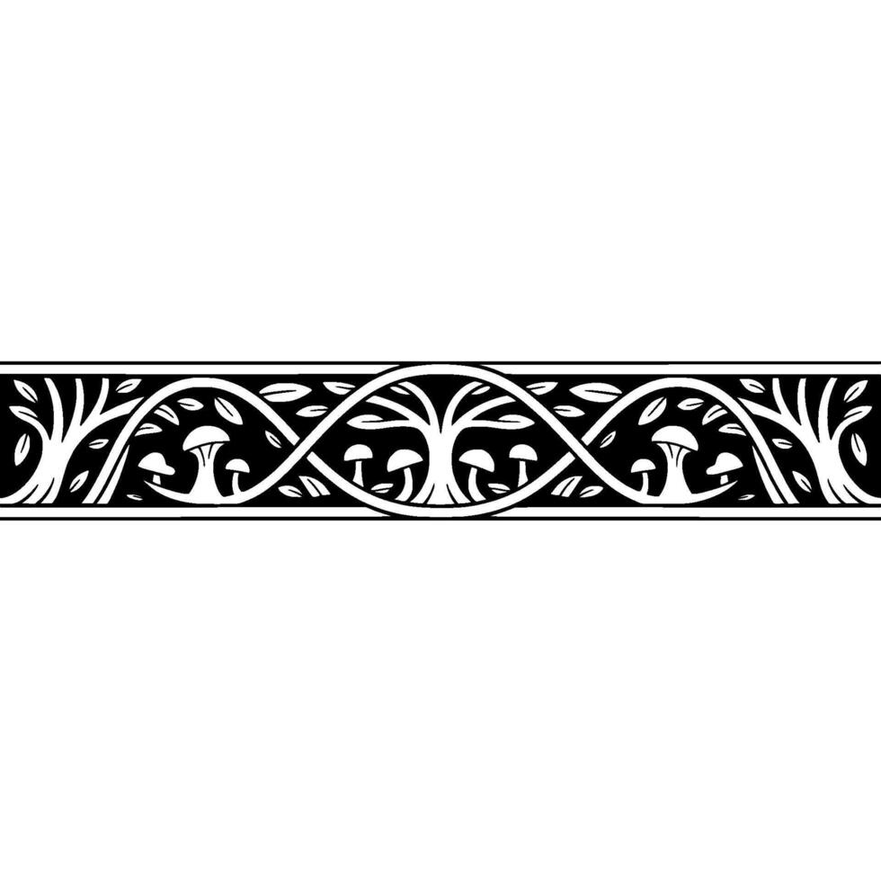 Intricate Botanical Border, Art Nouveau Inspired, Floral vector