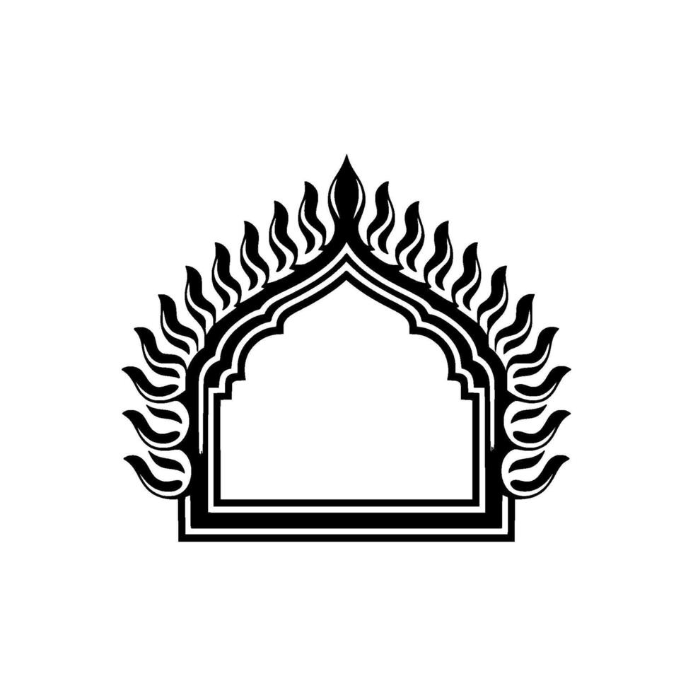 Geometric Arch with Flame Motif - Minimalist vector