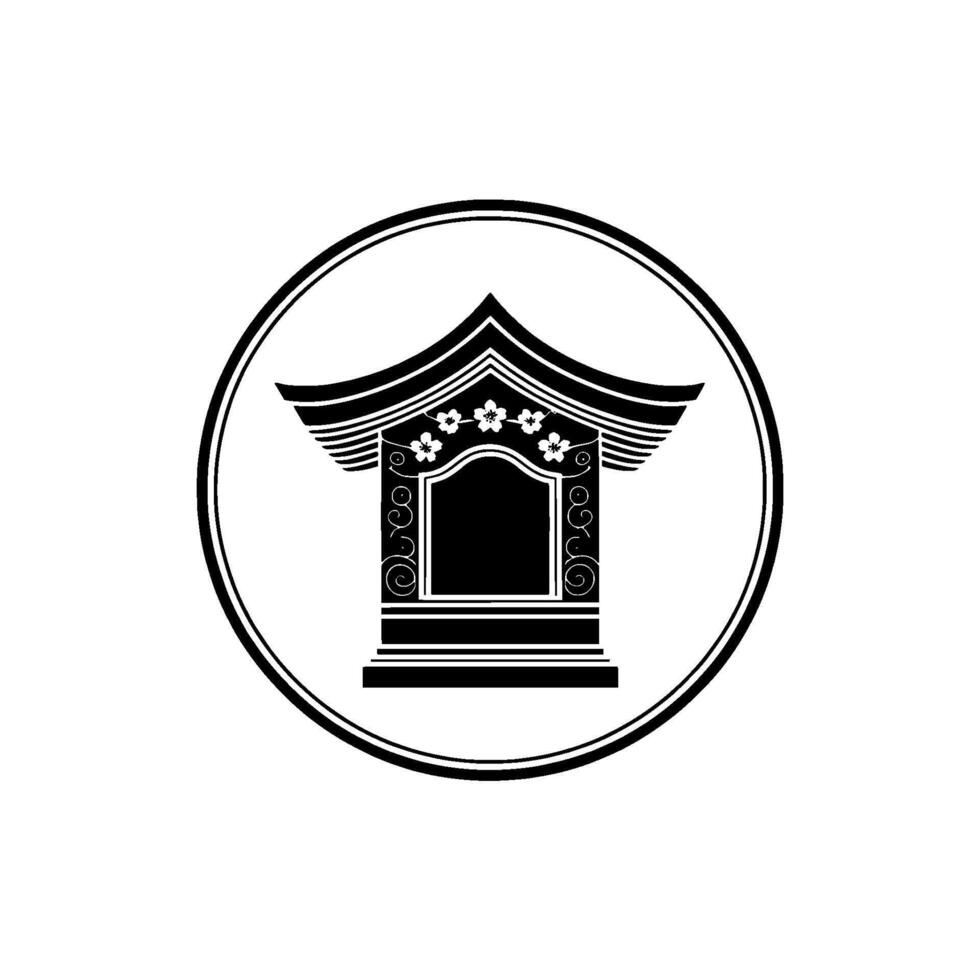 Japanese Temple Window, Minimalist Emblem vector