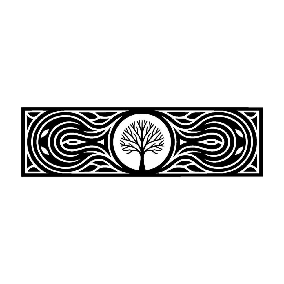 Geometric Tree Emblem, Circular, Minimalist Motif vector