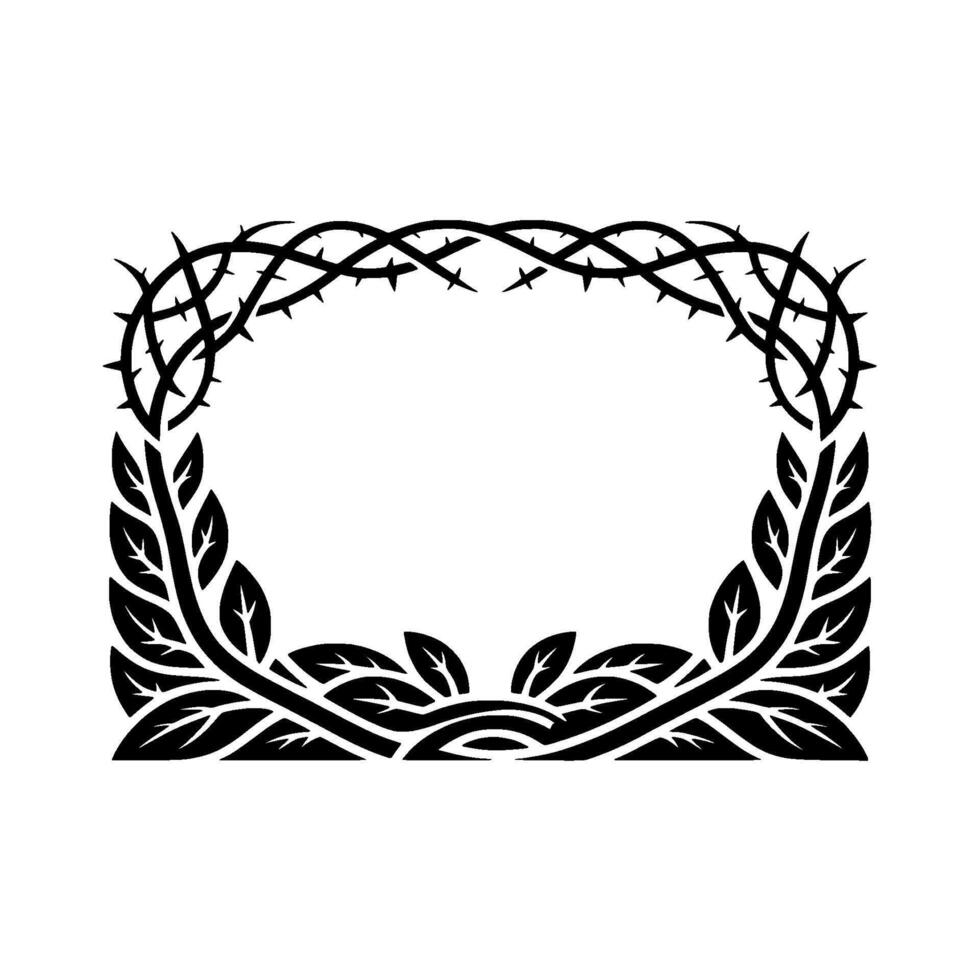 Ornamental Crown of Thorns, Symbolic Border, Vintage Illustration vector