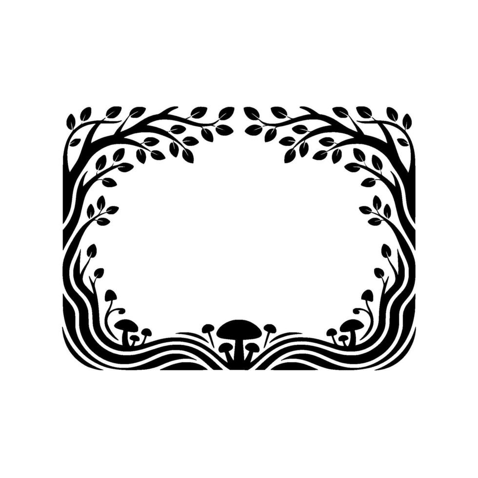 Enchanted Forest Frame, Minimalist Botanical Border vector