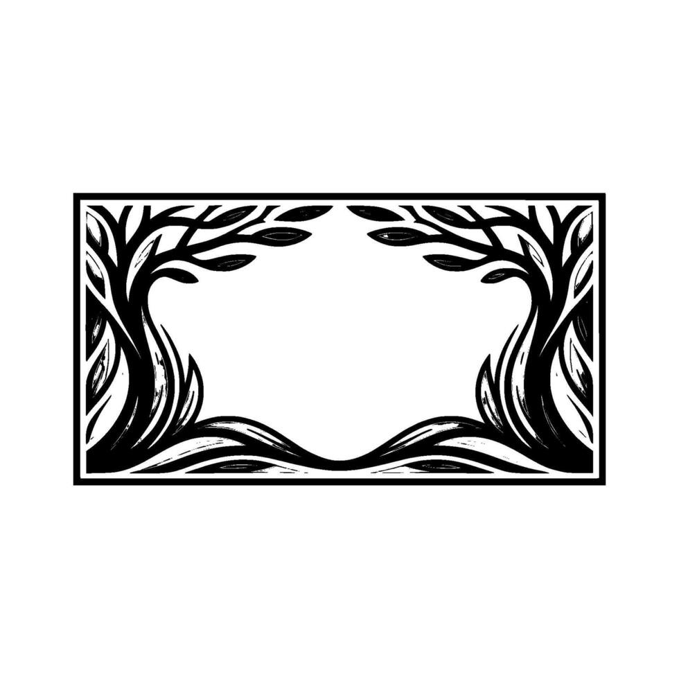 Stylized Tree Frame, Organic Border, Minimalist vector