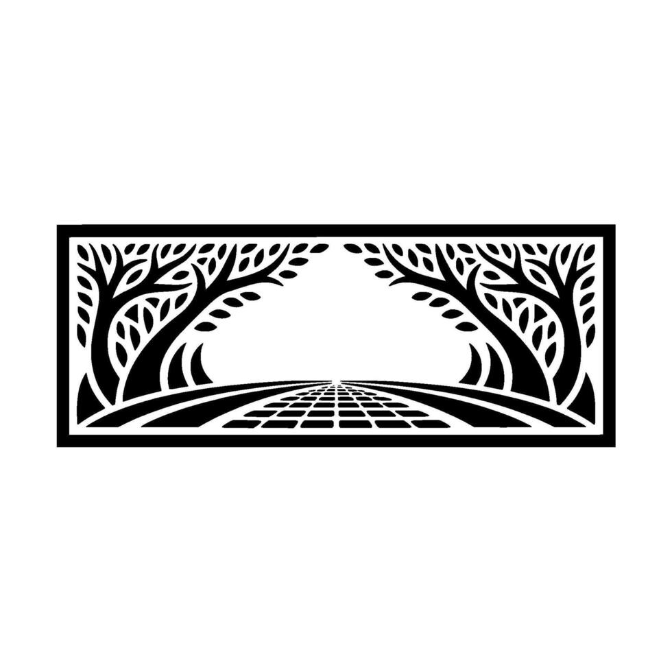 Serene Pathway Through Ancient Trees Illustration vector