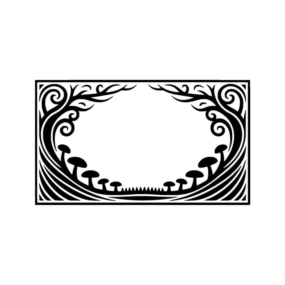 Intricate Black Floral Frame, Vintage Element vector