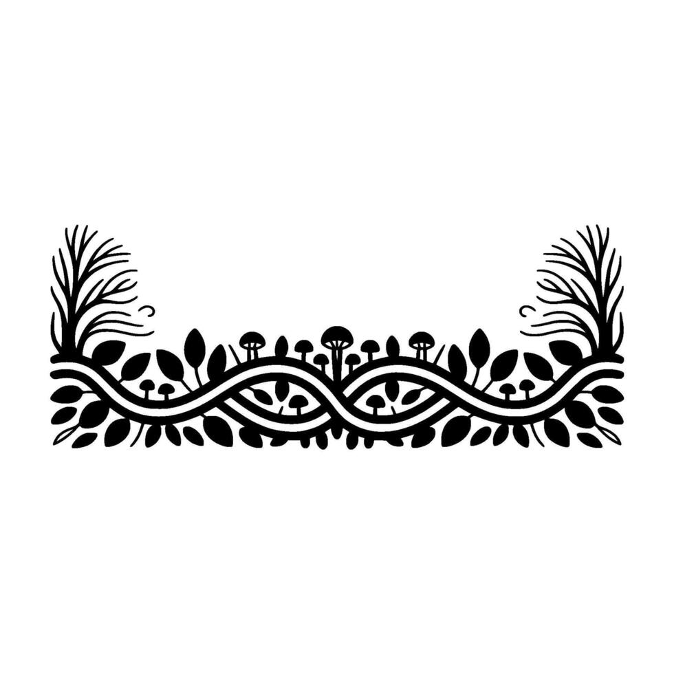 Intricate Forest Border, Botanical Illustration, Vintage Style vector