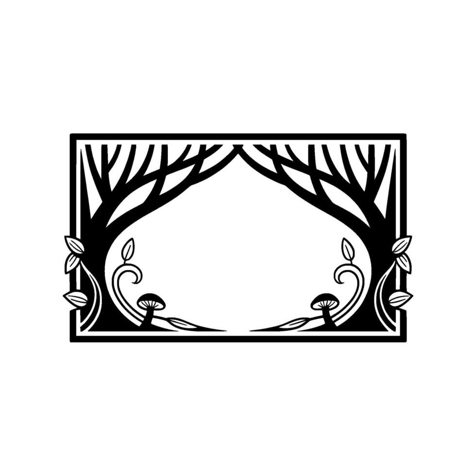Enchanted Portal Gothic Forest Frame, Minimalist vector