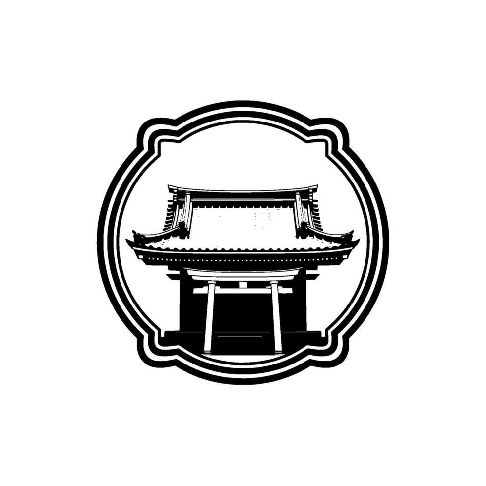 Japanese Torii Gate Emblem, Minimalist vector