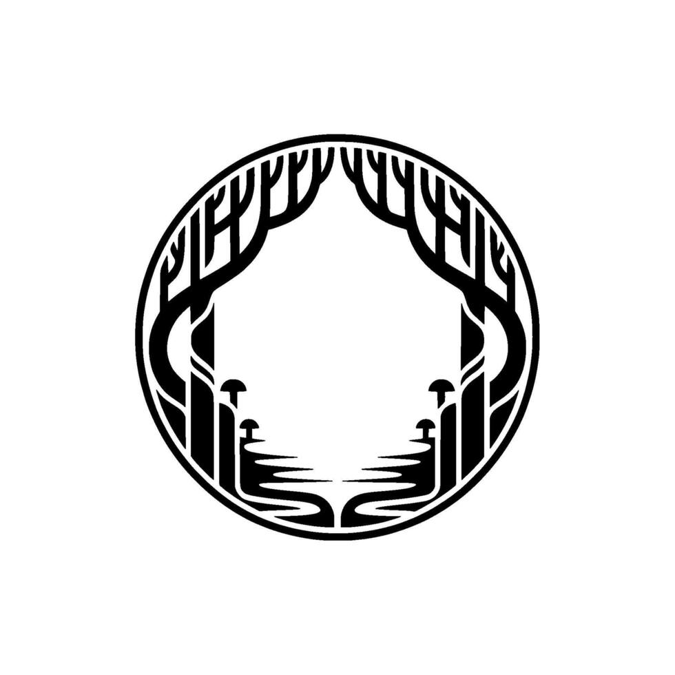 Circular Forest Emblem, Symbolic Woodland vector
