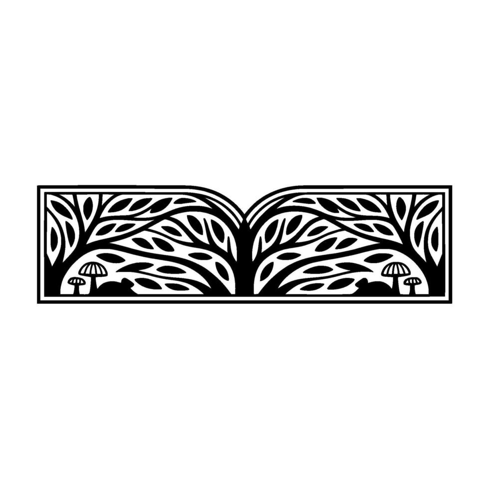 Intricate Forest Silhouette, Botanical Illustration, Vintage Style vector