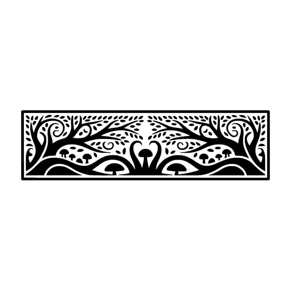 Intricate Forest Border, Vintage Botanical Illustration vector