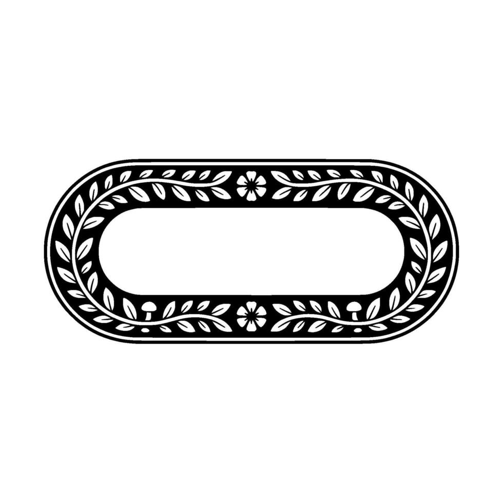 Elegant Oval Ornament, Botanical Border, Vintage, Foliage vector