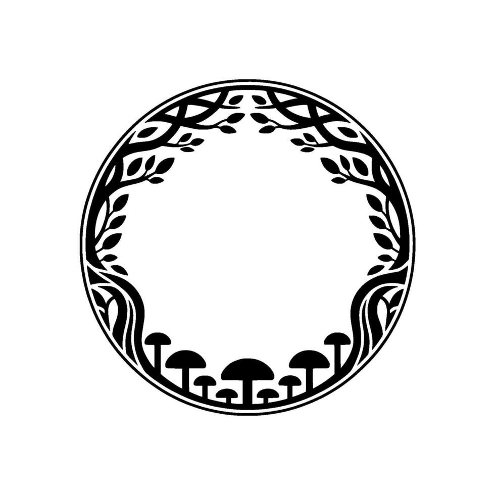 Intricate Forest Frame, Symbolic Circle, Vintage Motif vector