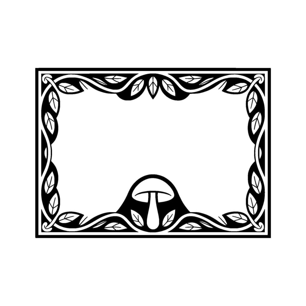 Elegant Mushroom Frame, Art Nouveau Botanical Illustration vector