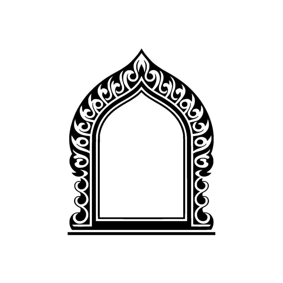 Intricate Islamic Arch Silhouette, Minimalist vector