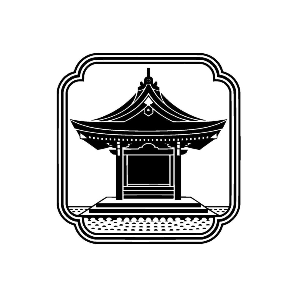 Minimalist Pagoda Emblem, Serene Asian vector