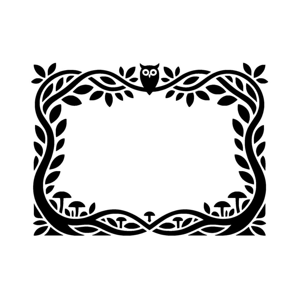 Elegant Owl Branch Frame, Vintage Botanical Illustration vector