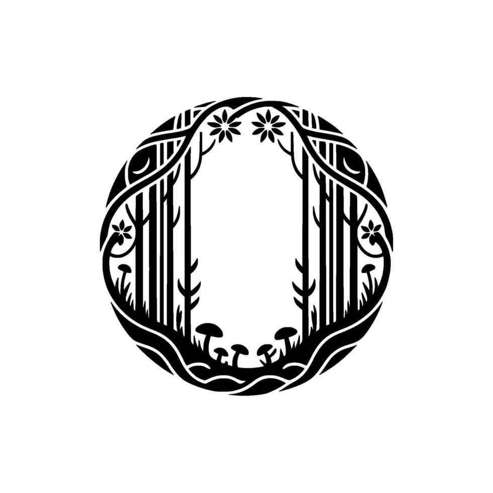 Stylized Forest O Emblem, Tribal, Mystical Symbol vector