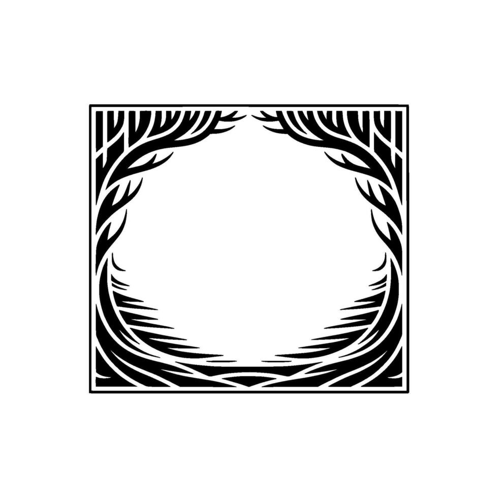 Stylized Tree Frame, Minimalist, Circular Motif vector