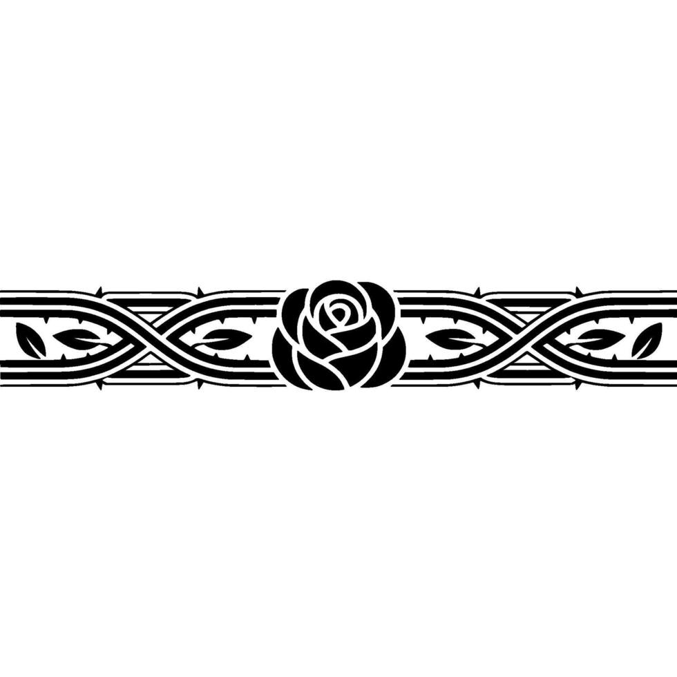 Elegant Black Rose Border, Art Deco vector