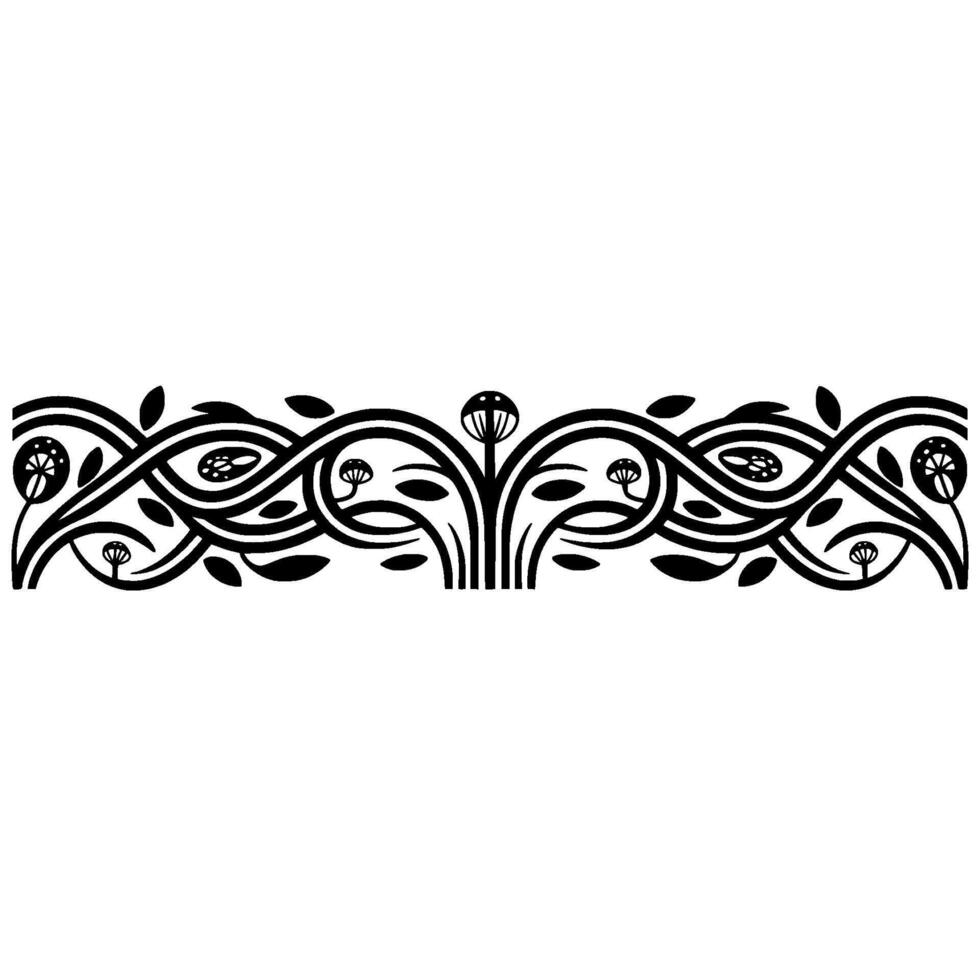 Intricate Black Floral Border, Vintage Style Ornamentation vector