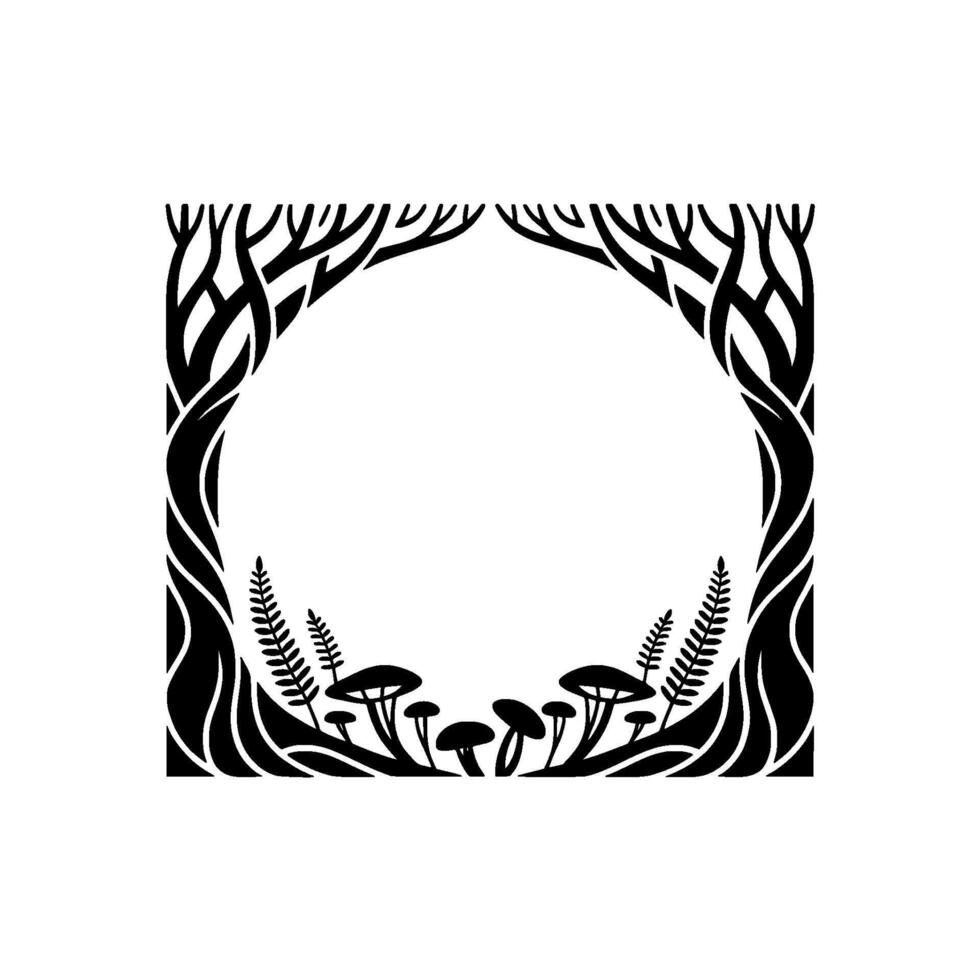 Stylized Forest Frame, Organic, Woodland Motif vector