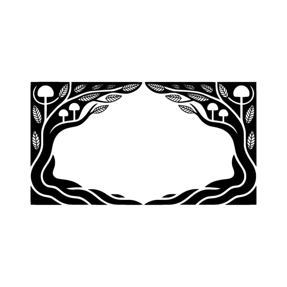 Stylized Forest Frame, Vintage Botanical Illustration, Trees vector