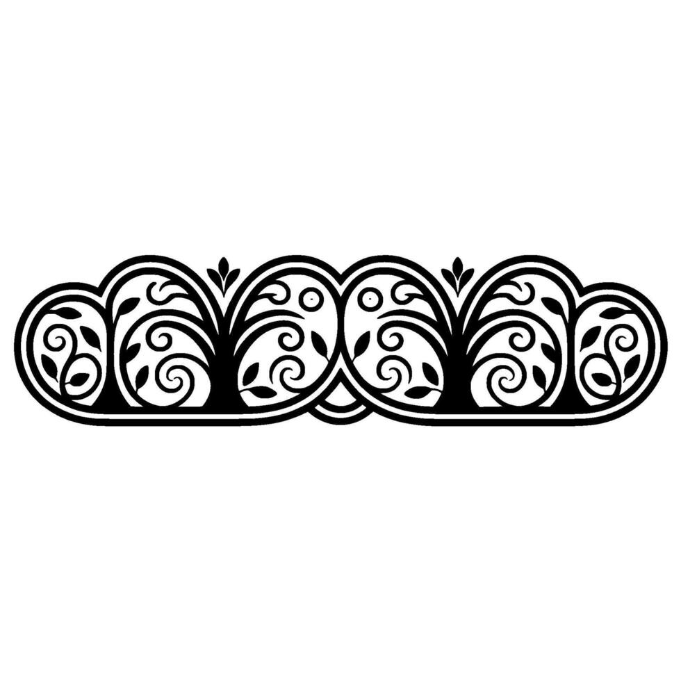 Elegant Black Floral Border, Vintage Element, - Monochrome vector