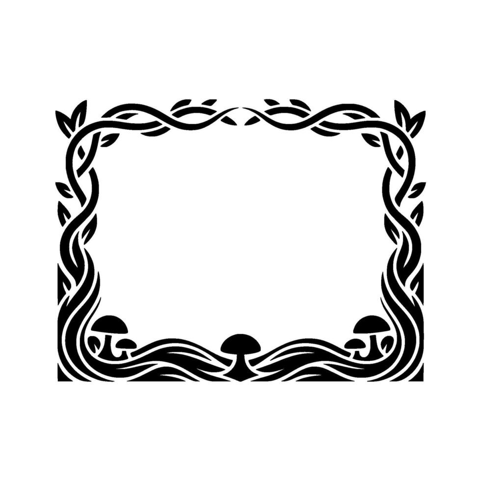 Intricate Celtic Frame with Mushroom Motifs Vintage, Botanical vector