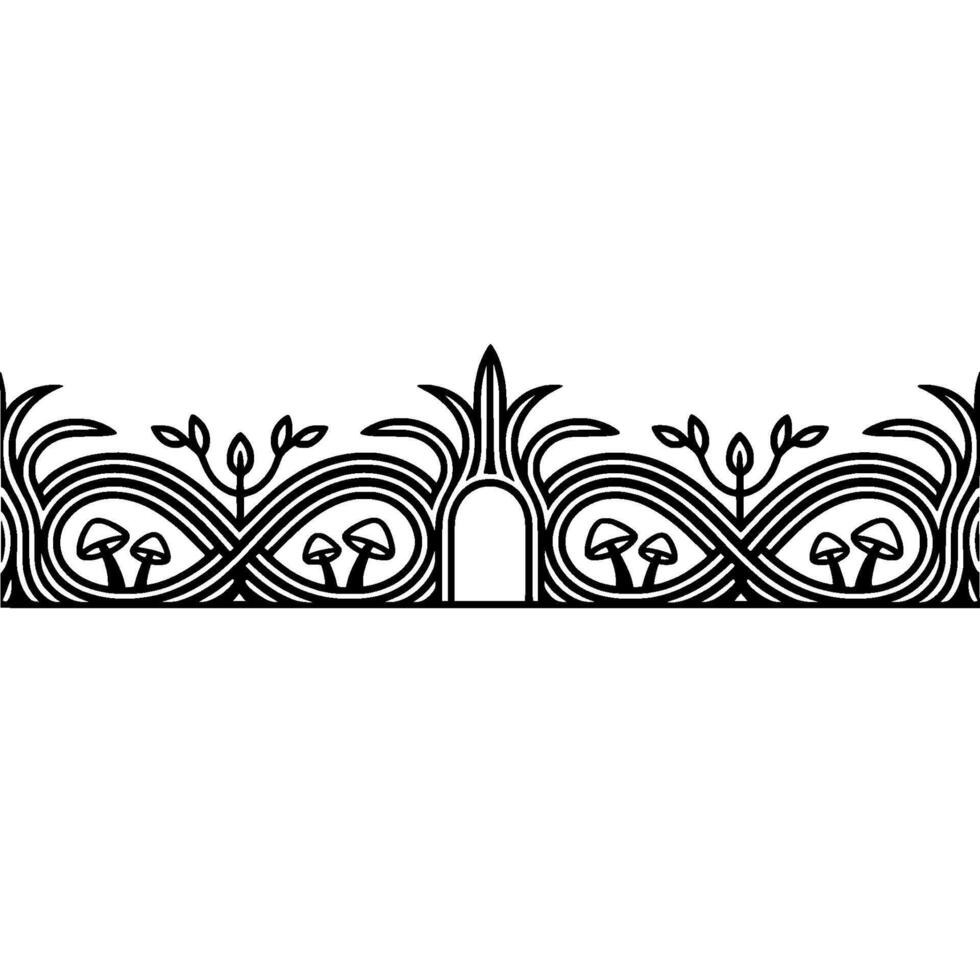 Art Nouveau Botanical Border, Elegant Decorative Element, Floral vector