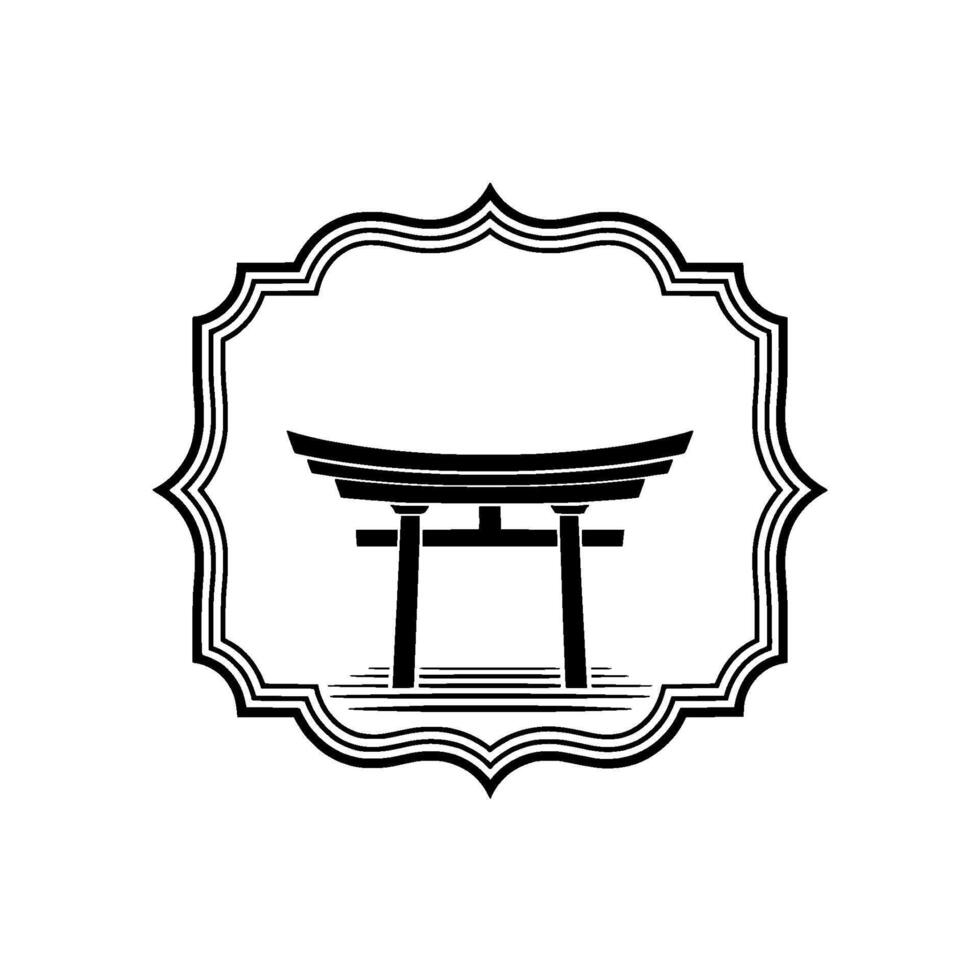 Minimalist Torii Gate Emblem, Serene Japanese Symbol vector