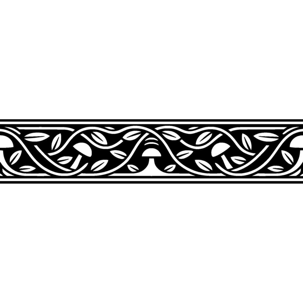 Elegant Botanical Border, Art Nouveau Inspired, Pattern vector