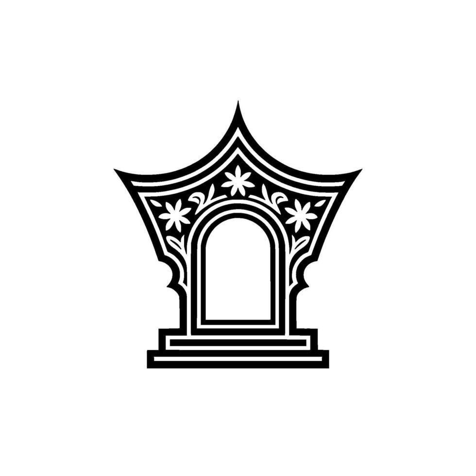 Intricate Gothic Arch Emblem, Stylized Ornamentation vector