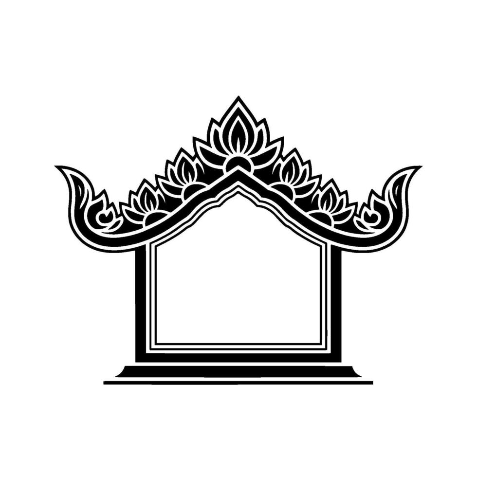 Intricate Thai Pavilion Silhouette, Minimalist vector