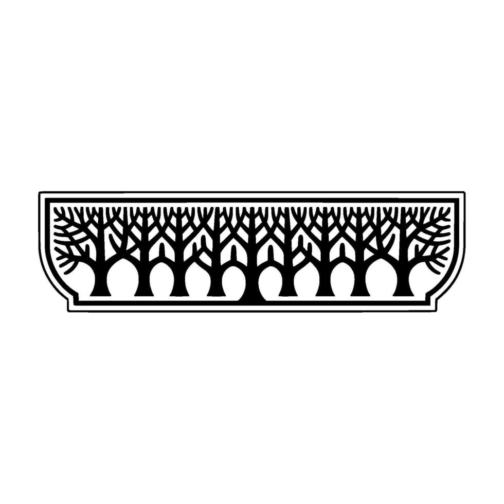 Stylized Tree Border, Minimalist Botanical vector