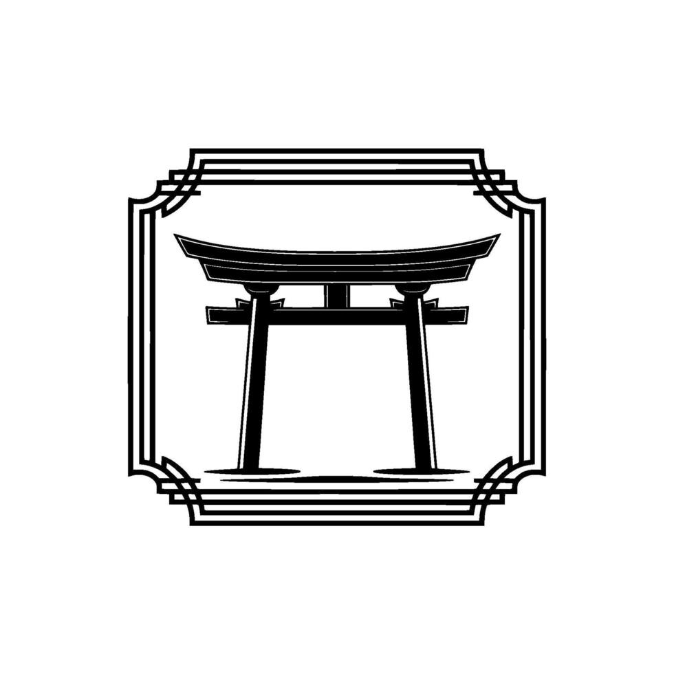 Japanese Torii Gate Emblem, Minimalist - Japan vector