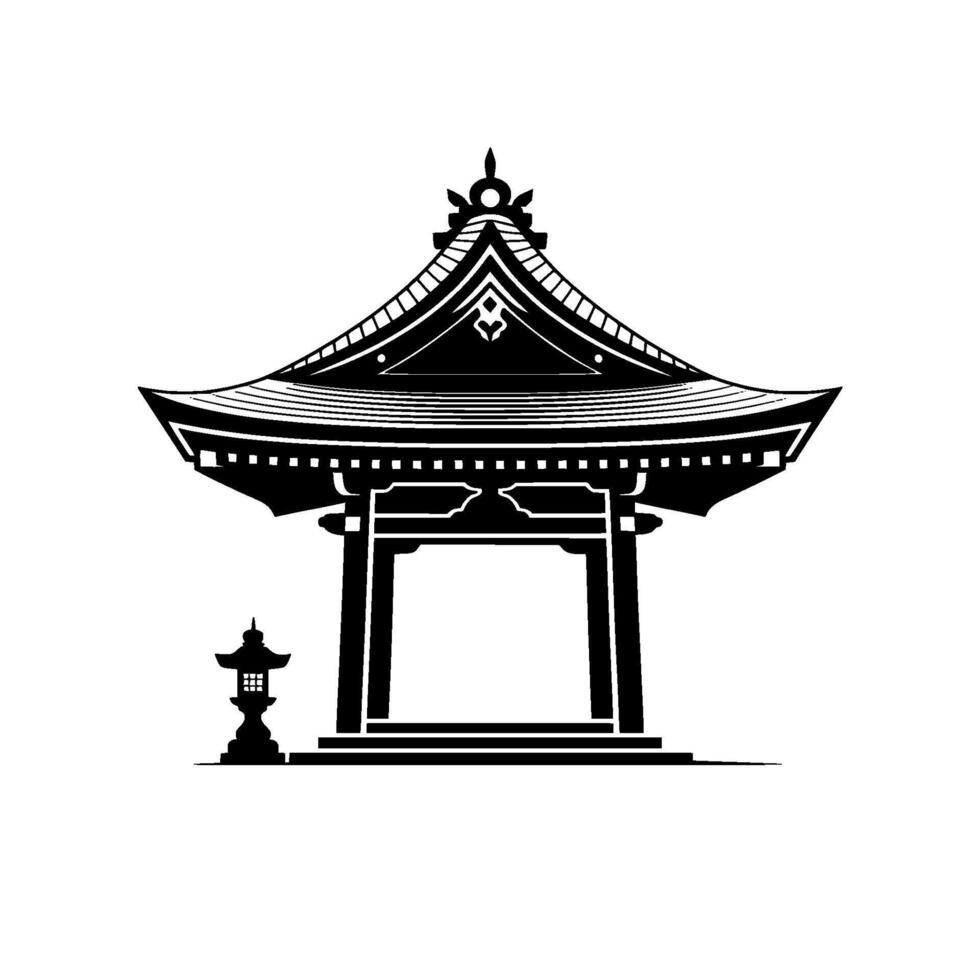 Serene Japanese Torii Gate, Minimalist Silhouette vector