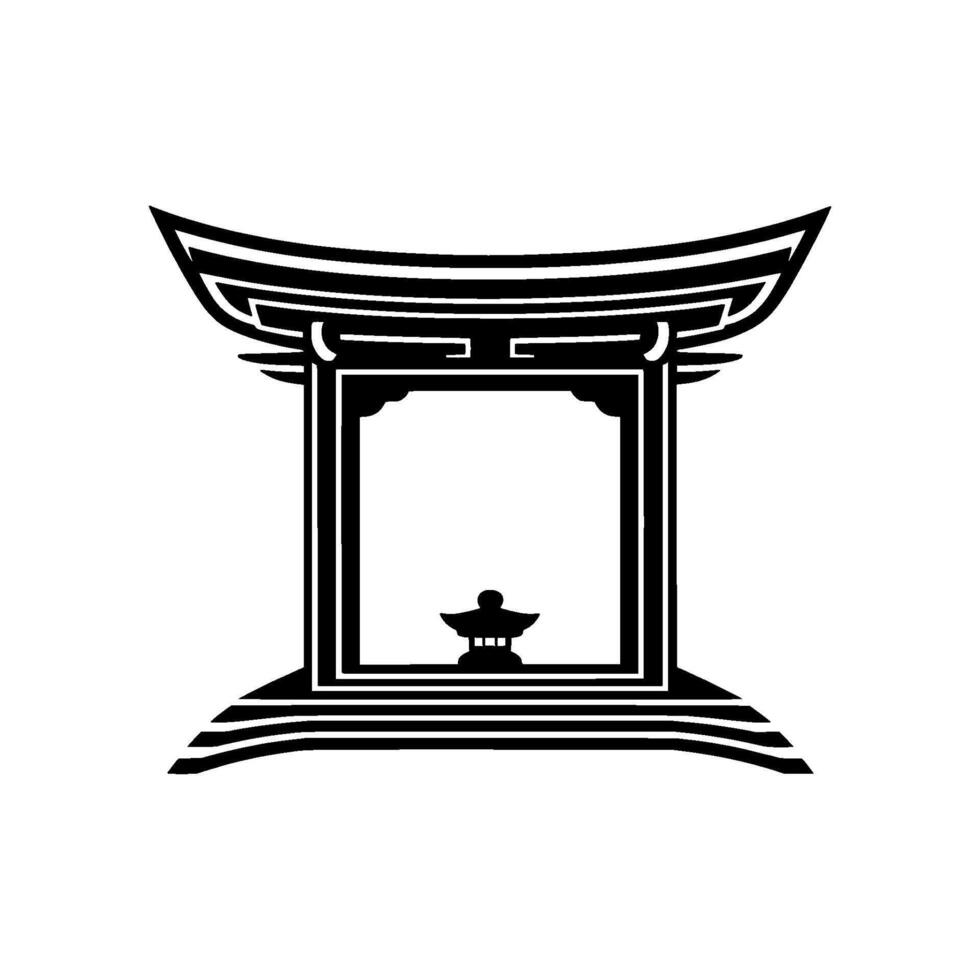 Minimalist Torii Gate Emblem, Tranquil Japanese Symbol vector