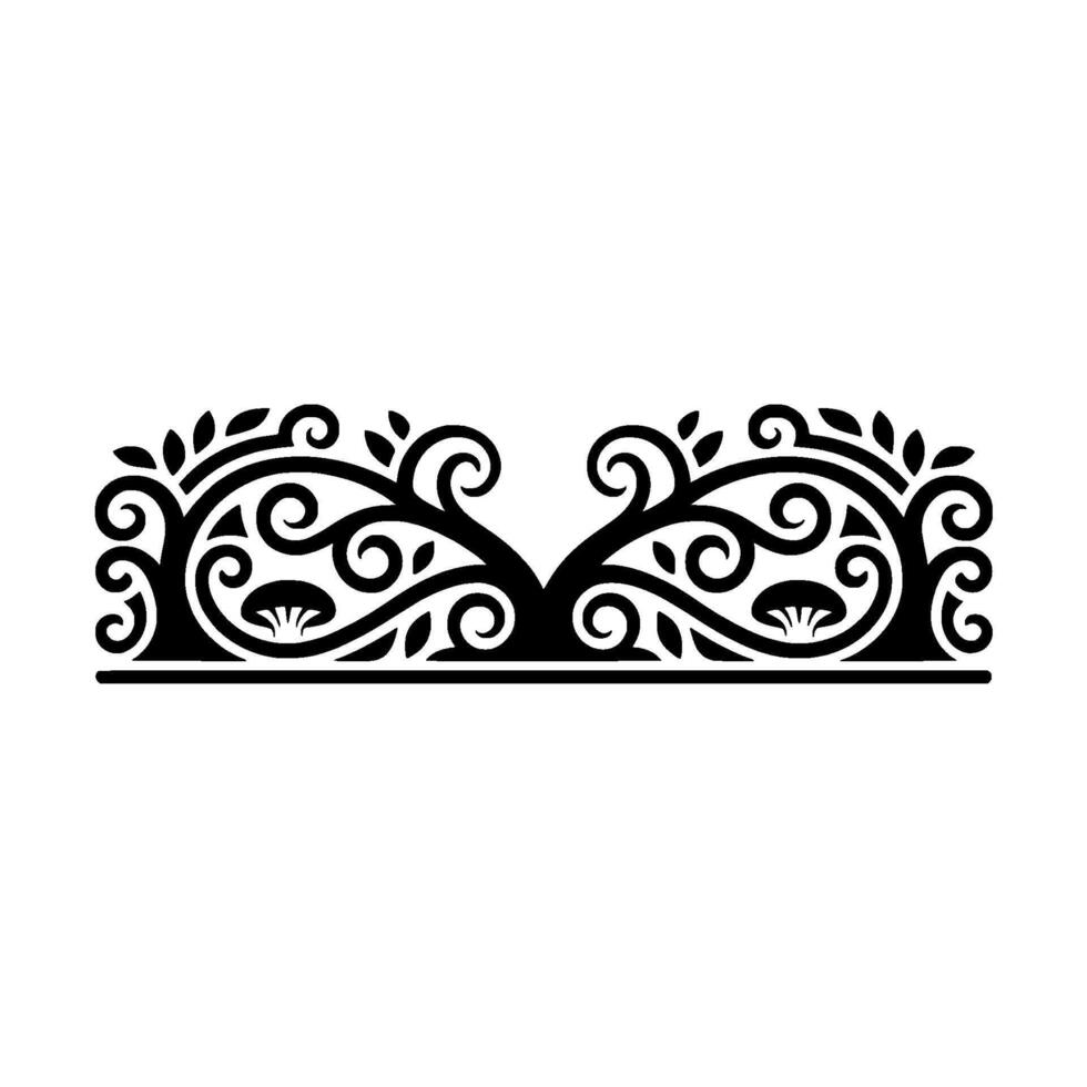 Elegant Black Floral Border, Vintage Element - Accent vector