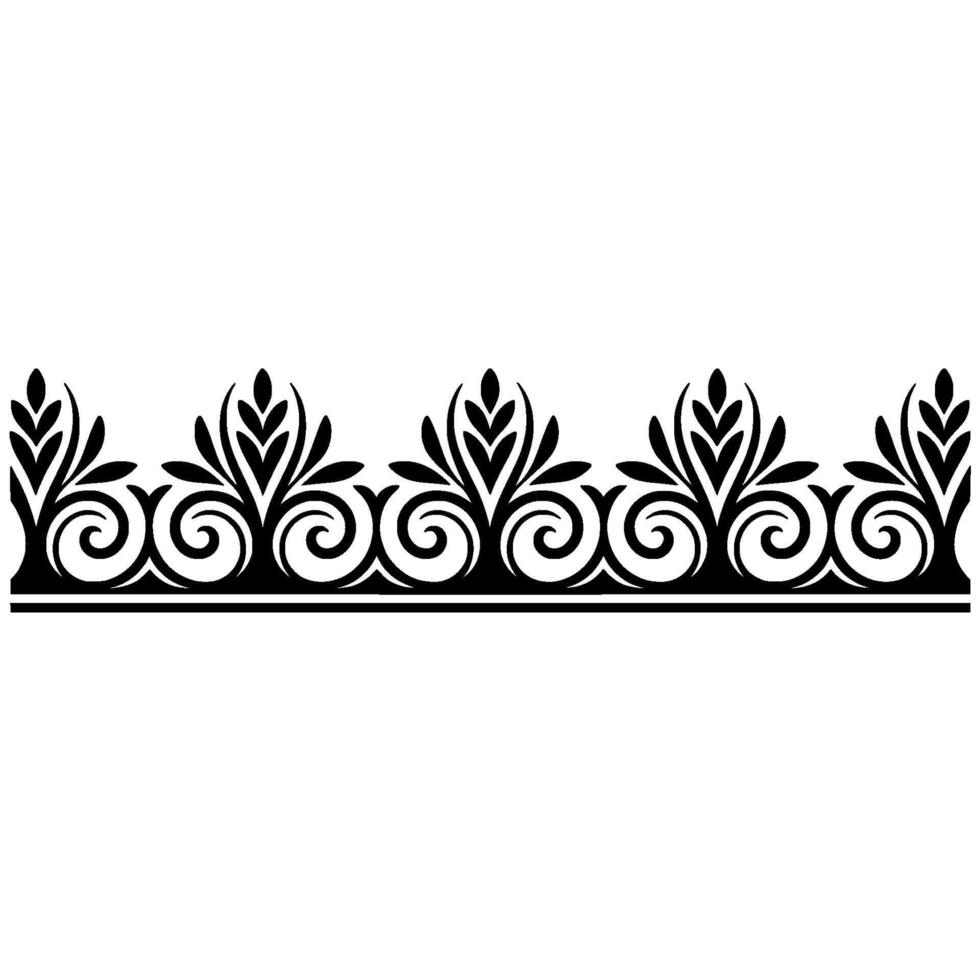 Elegant Black Floral Border, Vintage Element, - Ornamental, Lineart vector