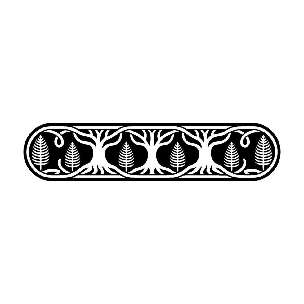 Stylized Forest Border, Art Deco Botanical Motif vector