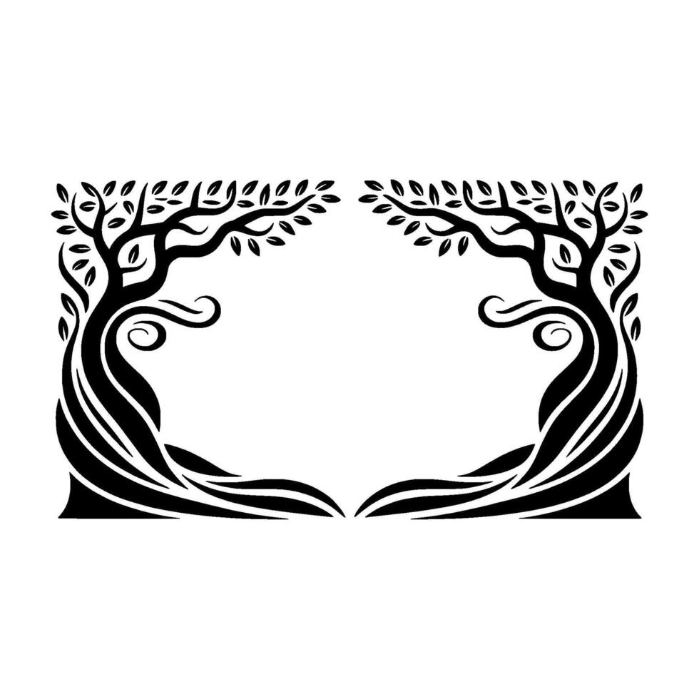 Elegant Black Tree Frame, Symbolic Growth, Vintage vector