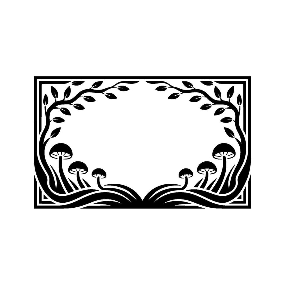 Botanical Frame, Mushroom Motif, Art Deco Illustration vector