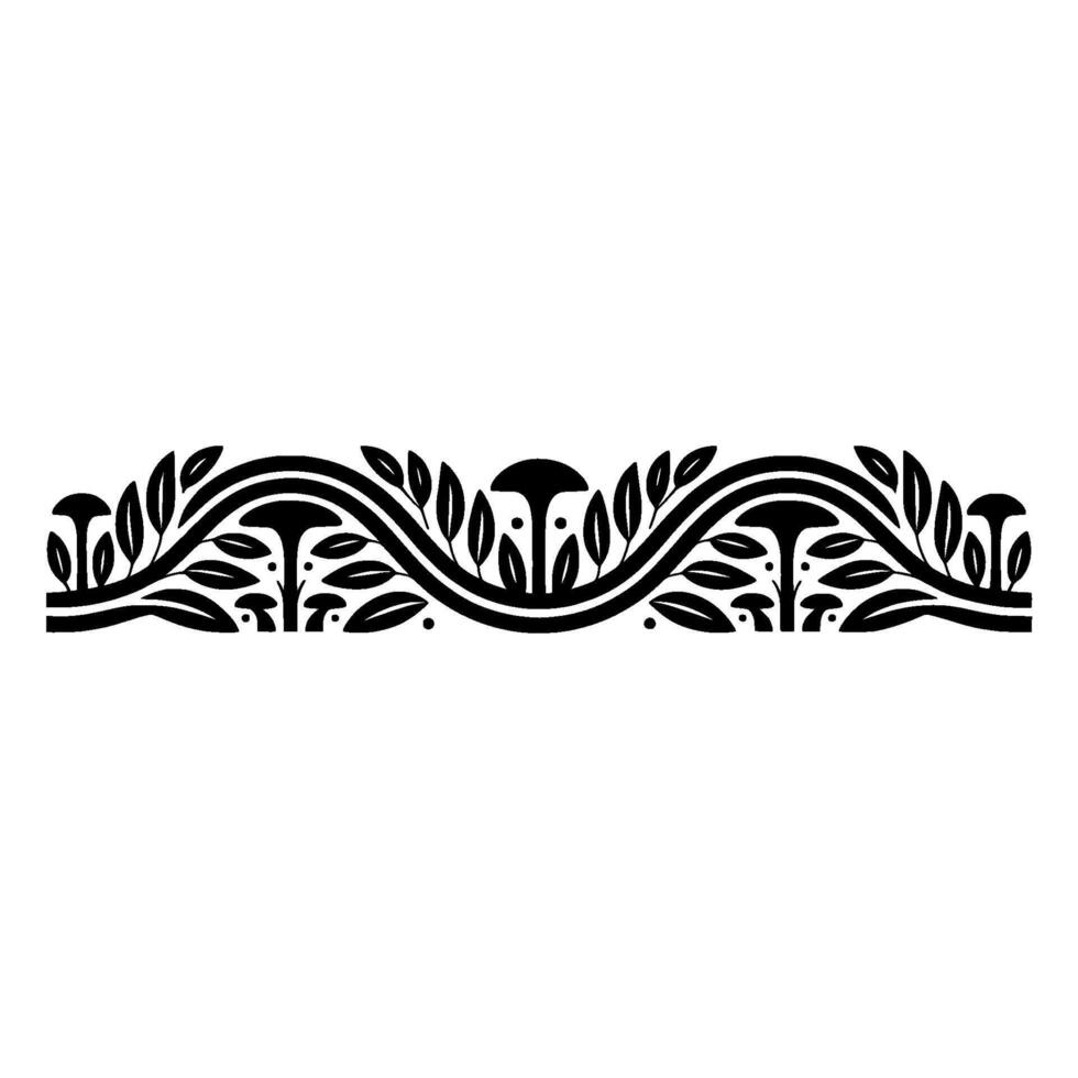 Elegant Black Floral Border, Vintage Element, - Foliage vector